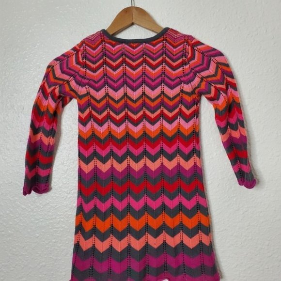 Hannah Andersson Chevron Knit Long Sleeve Cotton Dress Kid's Size 130CM - Picture 2 of 8